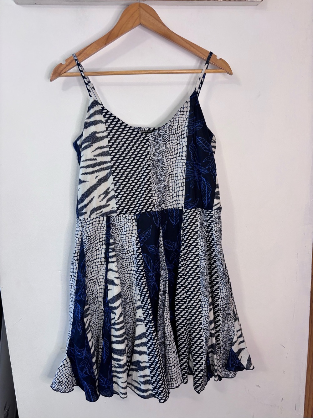 Banana Republic Factory Navy & White Cotton Mixed Print Patchwork Sundress